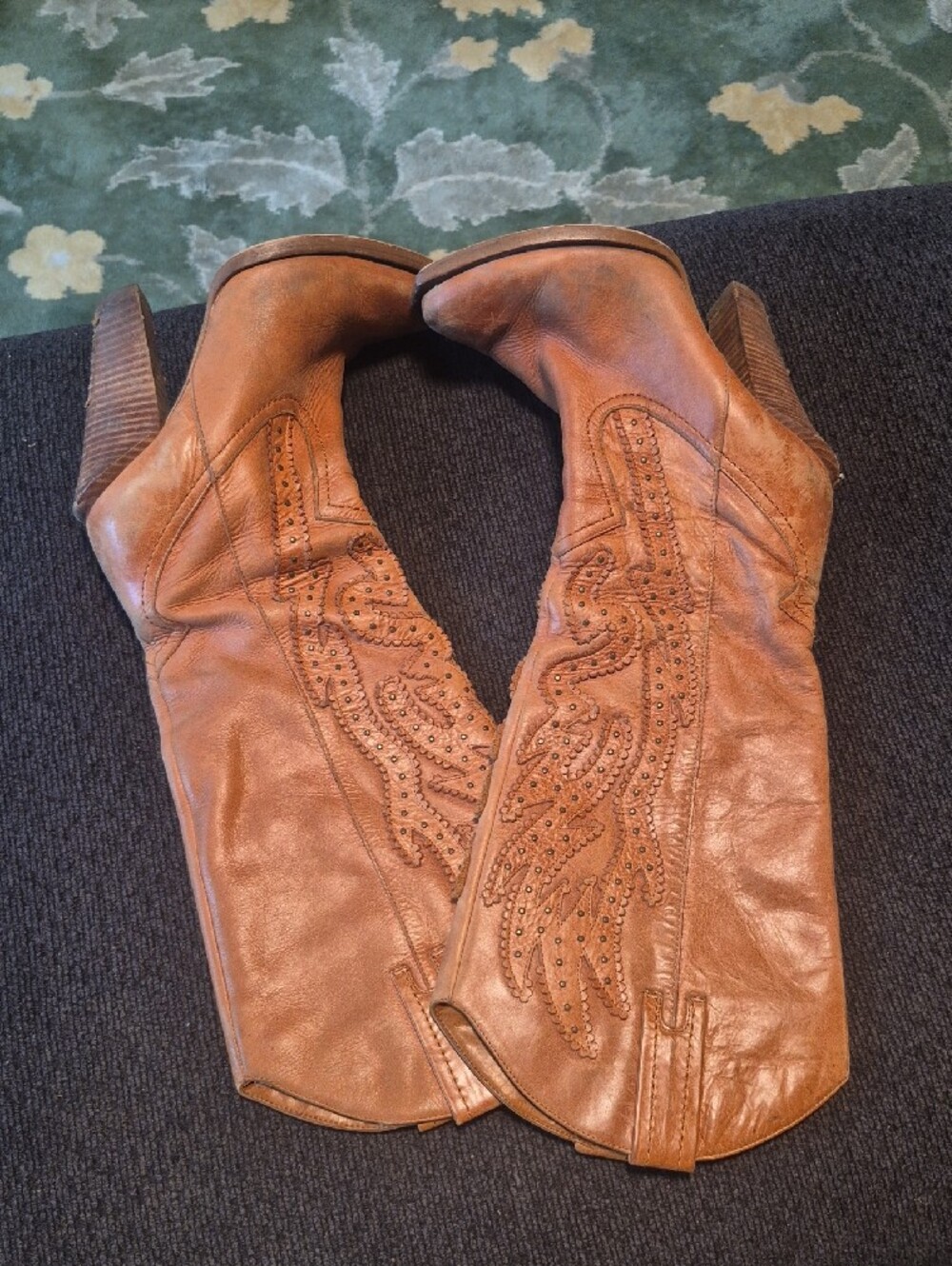 Jessica Simpson Cognac Leather Western Knee-High Boots - Picture 4 of 16